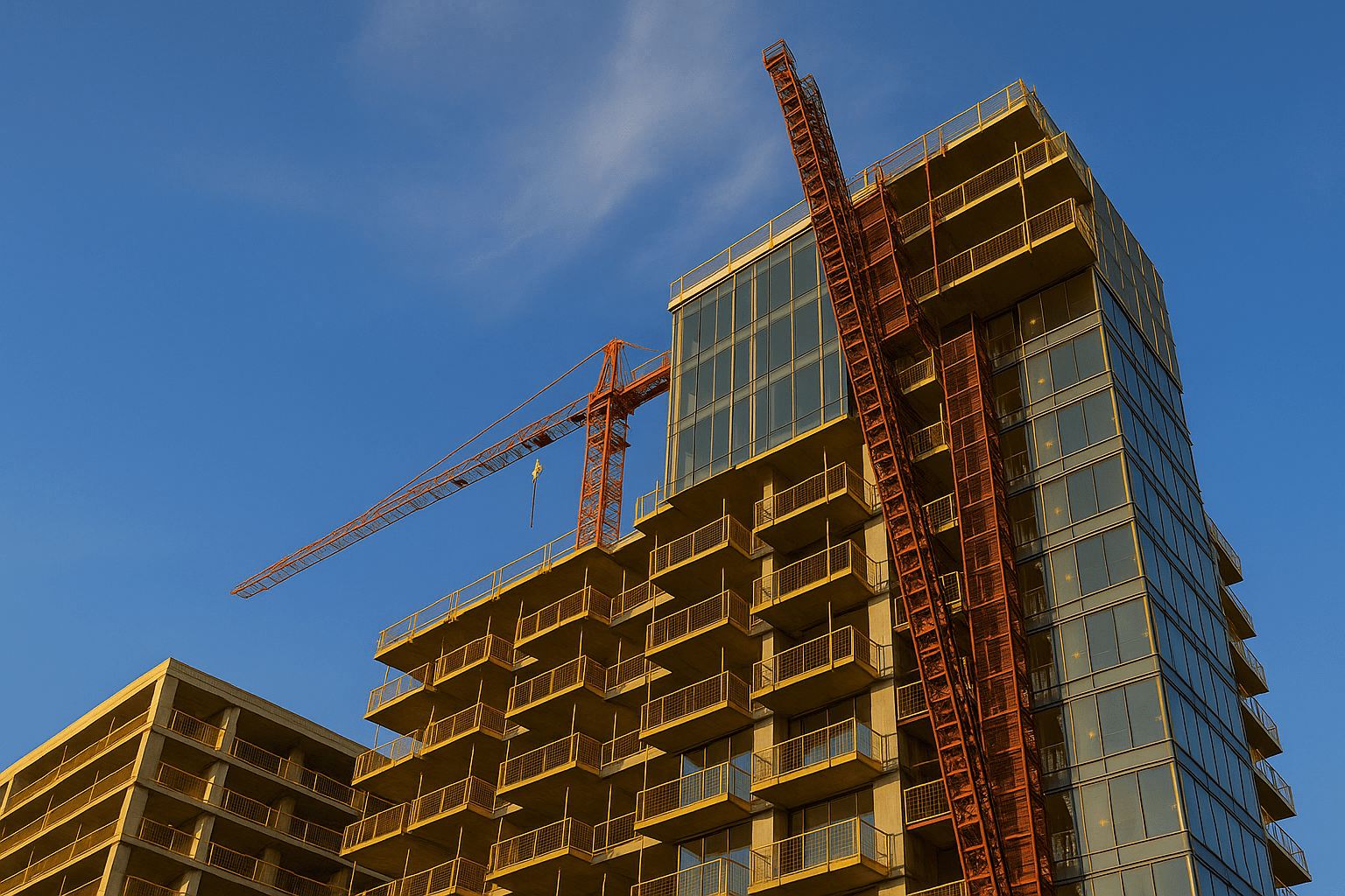 Construction in the Golden Hour condos